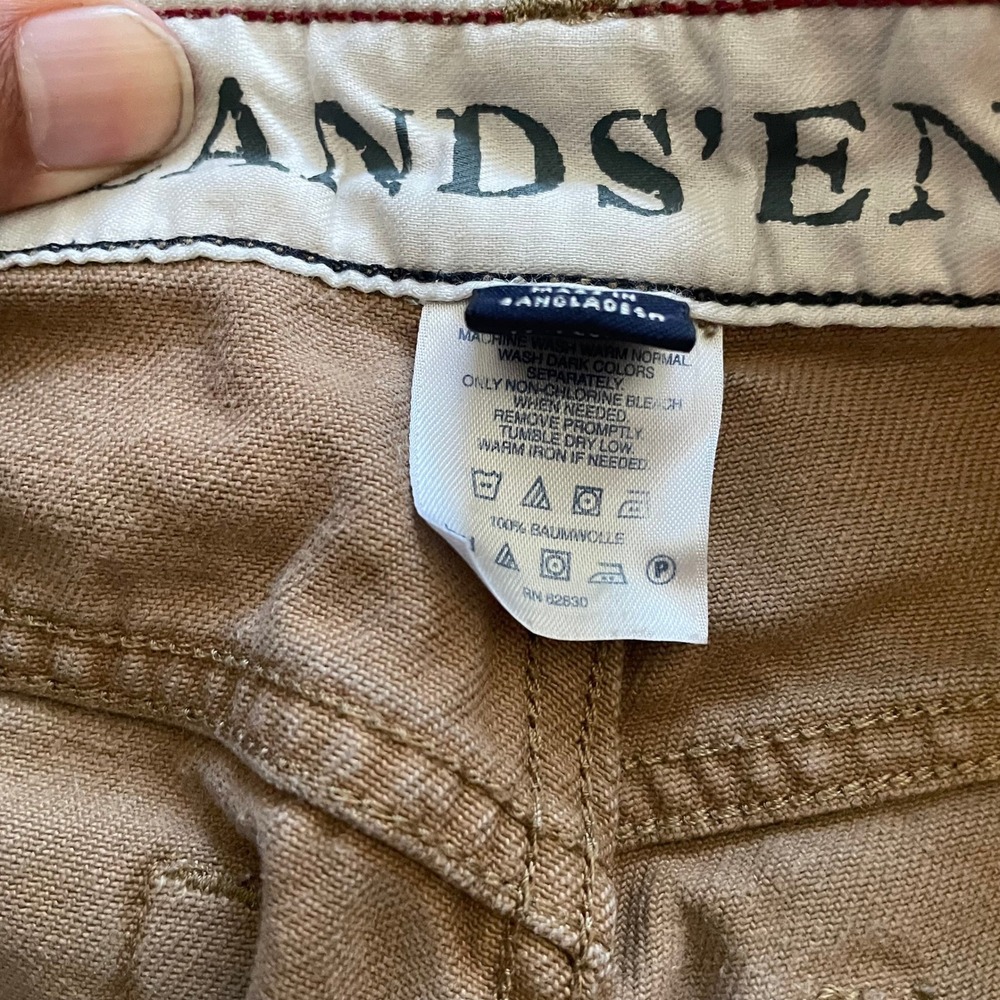 Lands End Fit 3 Khaki Tan Straight Leg Pants Womens 10 High Rise Cotton Twill - Picture 10 of 10
